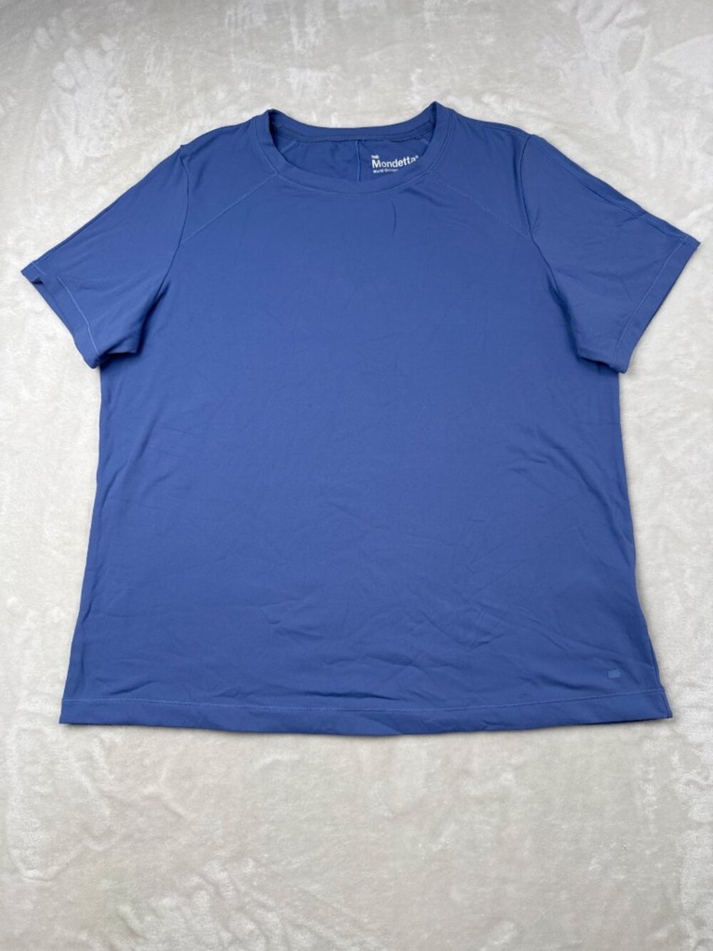 Mondetta Womens Blue Crew Neck Short Sleeve Shirt Size L